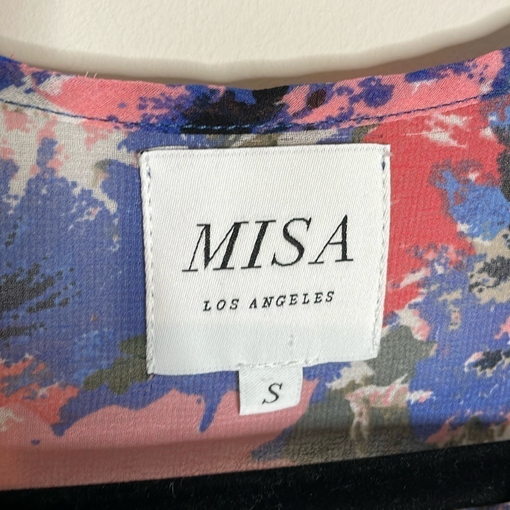 MISA | Damaris Top in Tie-Dye Floral Size Small Sheer Bell Cuff Sleeves Size S - Picture 3 of 8